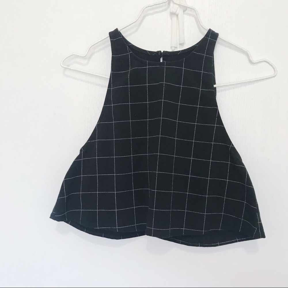 American apparel grid Lolita shirt crop top